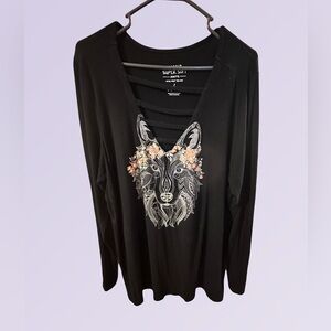 Torrid Black Knit Top with White Graphic​
